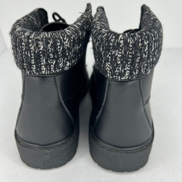 Womens 430001128173 Black Leather Boots Lace Up Mid Top Round Toe Block Size 10 - Picture 5 of 9